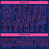 Custom Navy Pink-White 3D Splash Art Hockey Lace Neck Jersey