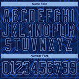 Custom Navy Light Blue-White 3D Splash Art Hockey Lace Neck Jersey
