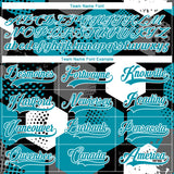 Custom Teal Black-White 3D Pattern Geometric Shape Hockey Lace Neck Jersey