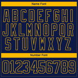 Custom Navy Gold-White 3D Splash Art Hockey Lace Neck Jersey
