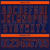 Custom Navy Orange-White 3D Splash Art Hockey Lace Neck Jersey