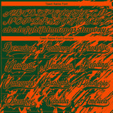 Custom Green Orange-White 3D Splash Art Hockey Lace Neck Jersey