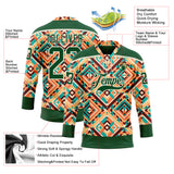 Custom Green Cream 3D Pattern Native Americans Tribal Indigenous People Hockey Lace Neck Jersey