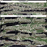 Custom Camo Olive Black-White 3D Camouflage Hockey Lace Neck Jersey