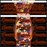 Custom Camo Black-Orange 3D Camouflage Pixel Hockey Lace Neck Jersey