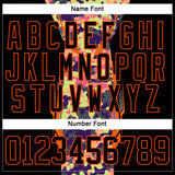 Custom Camo Black-Orange 3D Camouflage Pixel Hockey Lace Neck Jersey