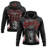 Custom Stitched Black Red-White 3D Pattern Design E-sports Pullover Sweatshirt Hoodie