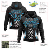 Custom Stitched Black Sky Blue-White 3D Pattern Design E-sports Pullover Sweatshirt Hoodie
