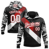 Custom Stitched Black White-Red 3D Pattern Design E-sports Pullover Sweatshirt Hoodie
