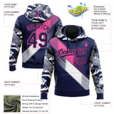 Custom Stitched Navy Pink-White 3D Pattern Design E-sports Pullover Sweatshirt Hoodie
