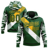 Custom Stitched Green Gold-White 3D Pattern Design E-sports Pullover Sweatshirt Hoodie