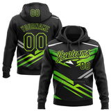 Custom Stitched Black Neon Green-White 3D Pattern Design E-sports Pullover Sweatshirt Hoodie