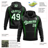 Custom Stitched Black White-Grass Green 3D Pattern Design E-sports Pullover Sweatshirt Hoodie