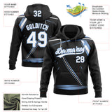 Custom Stitched Black White-Light Blue 3D Pattern Design E-sports Pullover Sweatshirt Hoodie