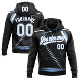 Custom Stitched Black White-Light Blue 3D Pattern Design E-sports Pullover Sweatshirt Hoodie