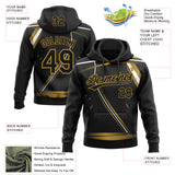 Custom Stitched Black Old Gold-White 3D Pattern Design E-sports Pullover Sweatshirt Hoodie