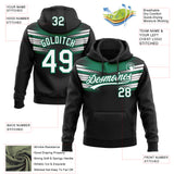 Custom Stitched Black White-Kelly Green 3D Pattern Design E-sports Pullover Sweatshirt Hoodie