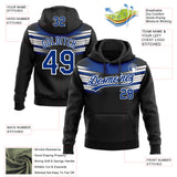 Custom Stitched Black Royal-White 3D Pattern Design E-sports Pullover Sweatshirt Hoodie