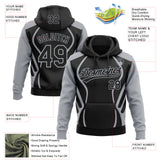Custom Stitched Black Gray 3D Pattern Design E-sports Pullover Sweatshirt Hoodie