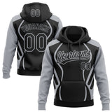 Custom Stitched Black Gray 3D Pattern Design E-sports Pullover Sweatshirt Hoodie