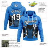 Custom Stitched Powder Blue White-Black 3D Pattern Design E-sports Pullover Sweatshirt Hoodie