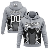 Custom Stitched Gray White-Black 3D Pattern Design E-sports Pullover Sweatshirt Hoodie