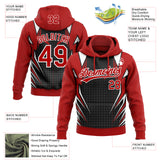 Custom Stitched Red Black-White 3D Pattern Design E-sports Pullover Sweatshirt Hoodie