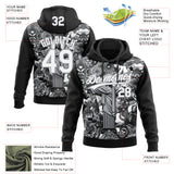 Custom Stitched Black White-Gray 3D Pattern Design Religion Jesus Christ Pullover Sweatshirt Hoodie