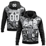 Custom Stitched Black White-Gray 3D Pattern Design Religion Jesus Christ Pullover Sweatshirt Hoodie