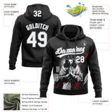 Custom Stitched Black White Gray-Red 3D Pattern Design Religion Jesus Christ Pullover Sweatshirt Hoodie