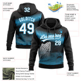 Custom Stitched Black White-Sky Blue 3D Pattern Design Religion Praying Hands Pullover Sweatshirt Hoodie