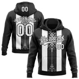 Custom Stitched Black White 3D Pattern Design Retro Medieval Pullover Sweatshirt Hoodie