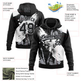 Custom Stitched Black White-Gray 3D Pattern Design Religion Jesus Christ Pullover Sweatshirt Hoodie