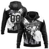 Custom Stitched Black White-Gray 3D Pattern Design Religion Jesus Christ Pullover Sweatshirt Hoodie