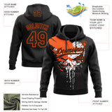 Custom Stitched Black Orange-White 3D Skull Pattern Pullover Sweatshirt Hoodie