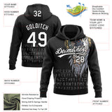 Custom Stitched Black White 3D Pattern Design Viking Pullover Sweatshirt Hoodie