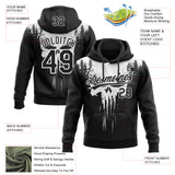 Custom Stitched Black White 3D Skull Pattern Pullover Sweatshirt Hoodie