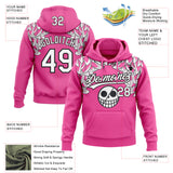 Custom Stitched Pink White-Black 3D Skull Pattern Pullover Sweatshirt Hoodie