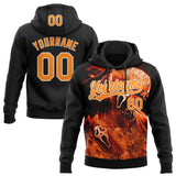 Custom Stitched Black Bay Orange-City Cream 3D Skull Pattern Pullover Sweatshirt Hoodie