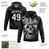 Custom Stitched Black White 3D Skull Pattern Pullover Sweatshirt Hoodie
