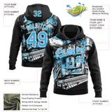 Custom Stitched Black Sky Blue-White 3D Pattern Design Religion Praying Hands Pullover Sweatshirt Hoodie