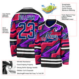 Custom Black US Navy Blue Purple Pink-White 3D Pattern Cyber Mecha E-sport Hockey Jersey