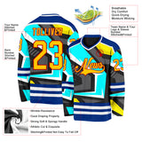 Custom Black Yellow Blue Royal Red-White 3D Pattern Cyber Mecha E-sport Hockey Jersey