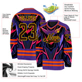 Custom Purple Brown Orange Black-Yellow 3D Pattern Cyber Mecha E-sport Hockey Jersey