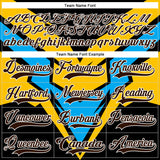 Custom Gold Brown Blue Black-White 3D Pattern Cyber Mecha E-sport Hockey Jersey