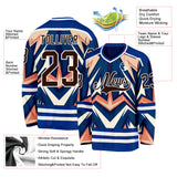 Custom Royal Brown Orange Cream-White 3D Pattern Cyber Mecha E-sport Hockey Jersey