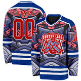 Custom Royal Red Pink Black-White 3D Pattern Cyber Mecha E-sport Hockey Jersey