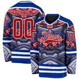 Custom Royal Red Pink Black-White 3D Pattern Cyber Mecha E-sport Hockey Jersey