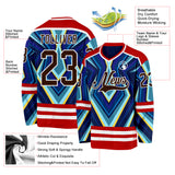 Custom Red Brown Blue Yellow-White 3D Pattern Cyber Mecha E-sport Hockey Jersey