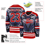 Custom Red Blue Black Purple-White 3D Pattern Cyber Mecha E-sport Hockey Jersey